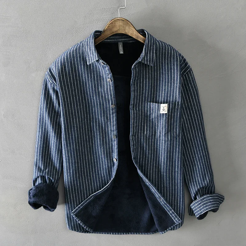 Flannel Shirt Lined - 남성 겨울 패션 플리스 안감 따뜻한