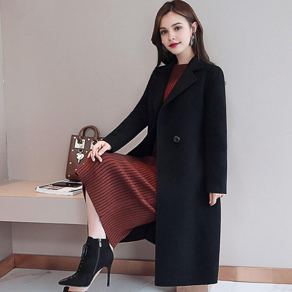 Wool Coat Peacoat - 여성 울 코트 솔리드 컬러 롱