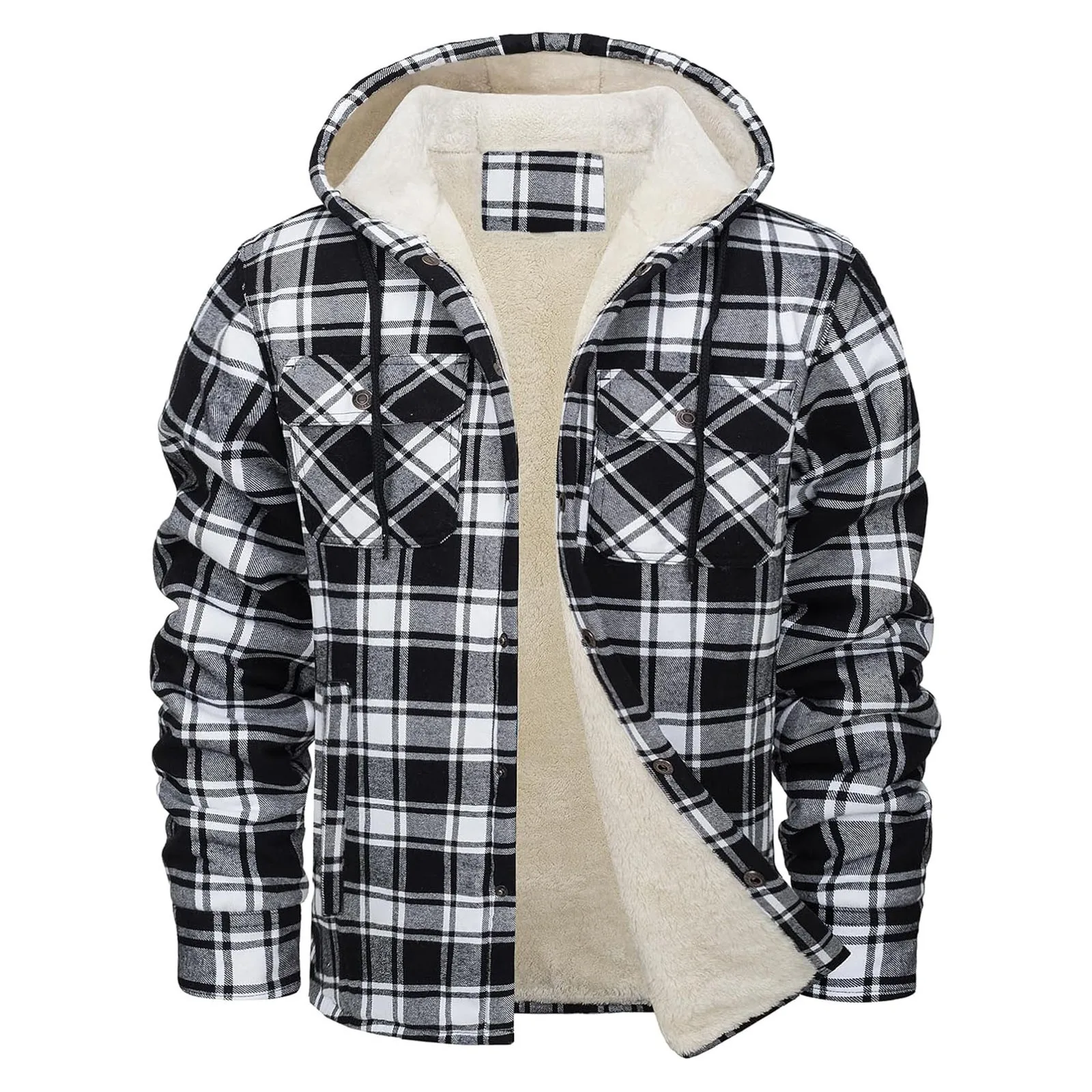 Flannel Shirt Lined - 두꺼운 따뜻한 플란넬 후드 자켓 남성