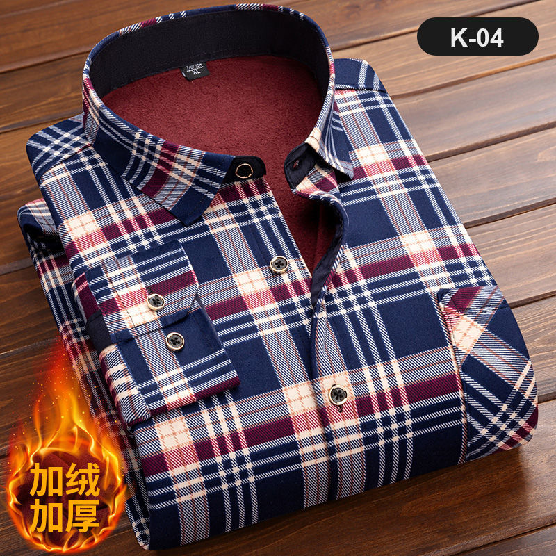 Flannel Shirt Lined - 남성용 긴팔 체크 셔츠, 두꺼운 양털