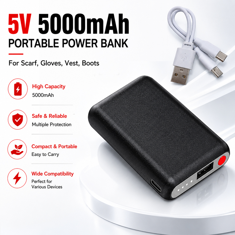 Heated Vest Battery - 5V 5000mAh 가열 장갑 배터리 보조