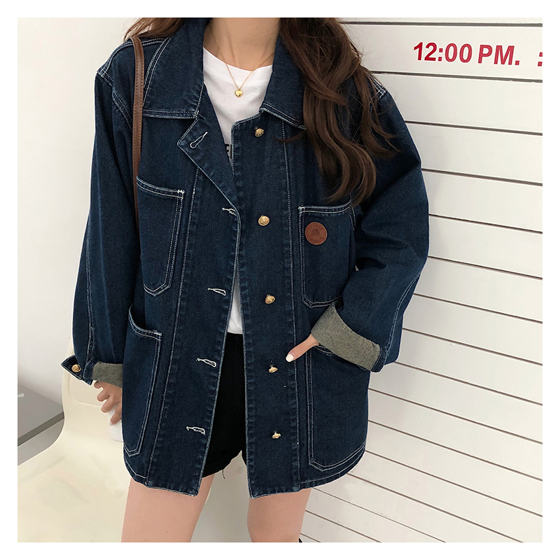 Down Jacket Packable - 진한 파란색 데님 자켓 여성 봄