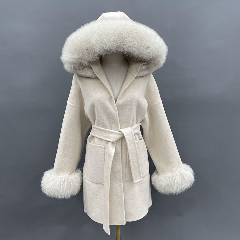 MISSJANEFUR 여성용 울 코트, 리얼 여우 모피 - Wool Coat Peacoat 리뷰 및 가격