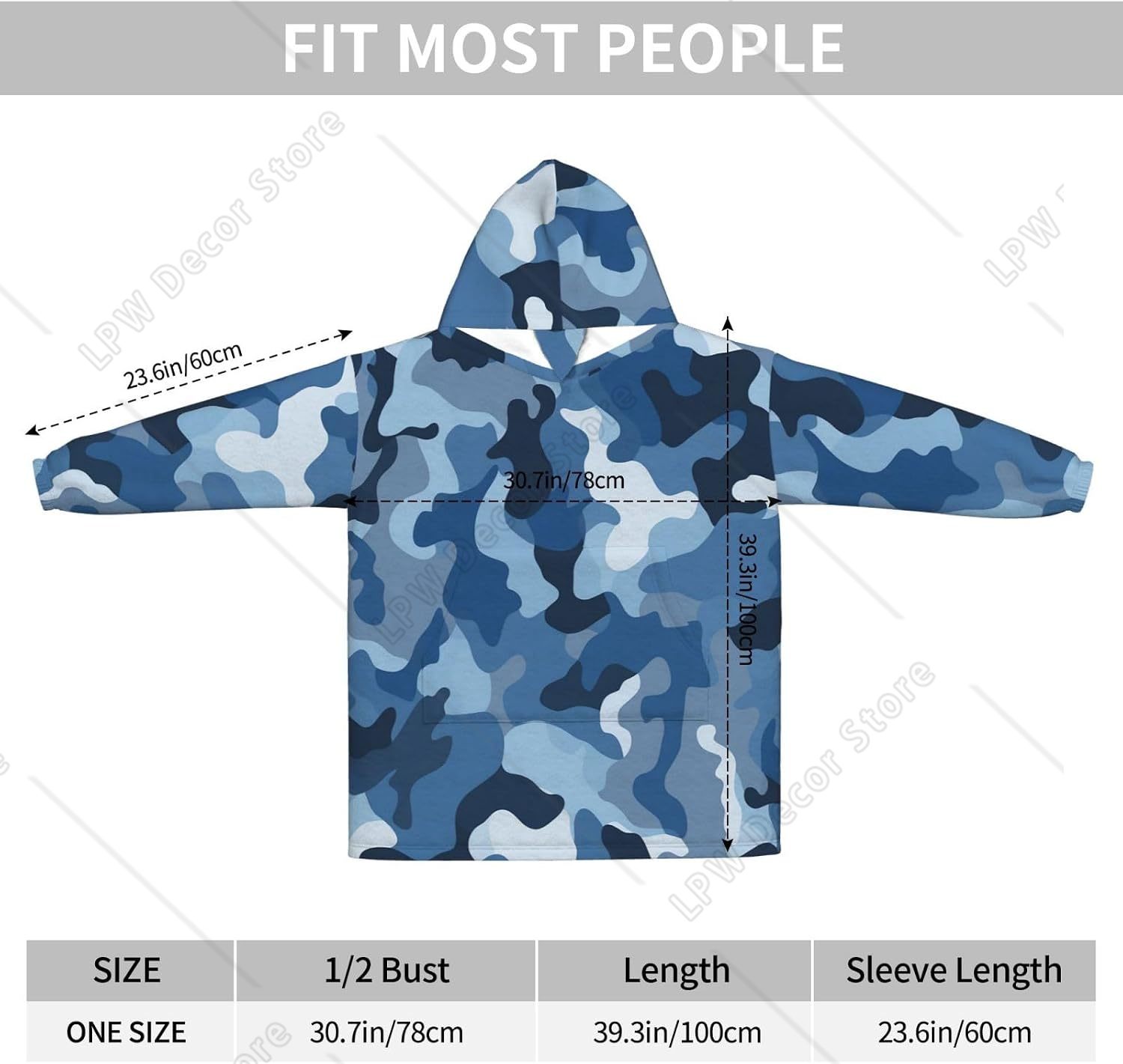 클래식 블루 카모 웨어러블 블랭킷 후디 위장 프린트 오 - Sherpa Hoodie Fleece 리뷰 및 가격
