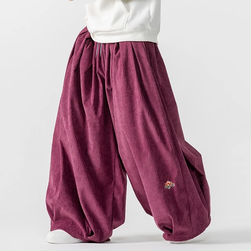 남성 코듀로이 와이드 레그 팬츠 남성 일본 스타일 루즈 - Corduroy Pant Warm 리뷰 및 가격