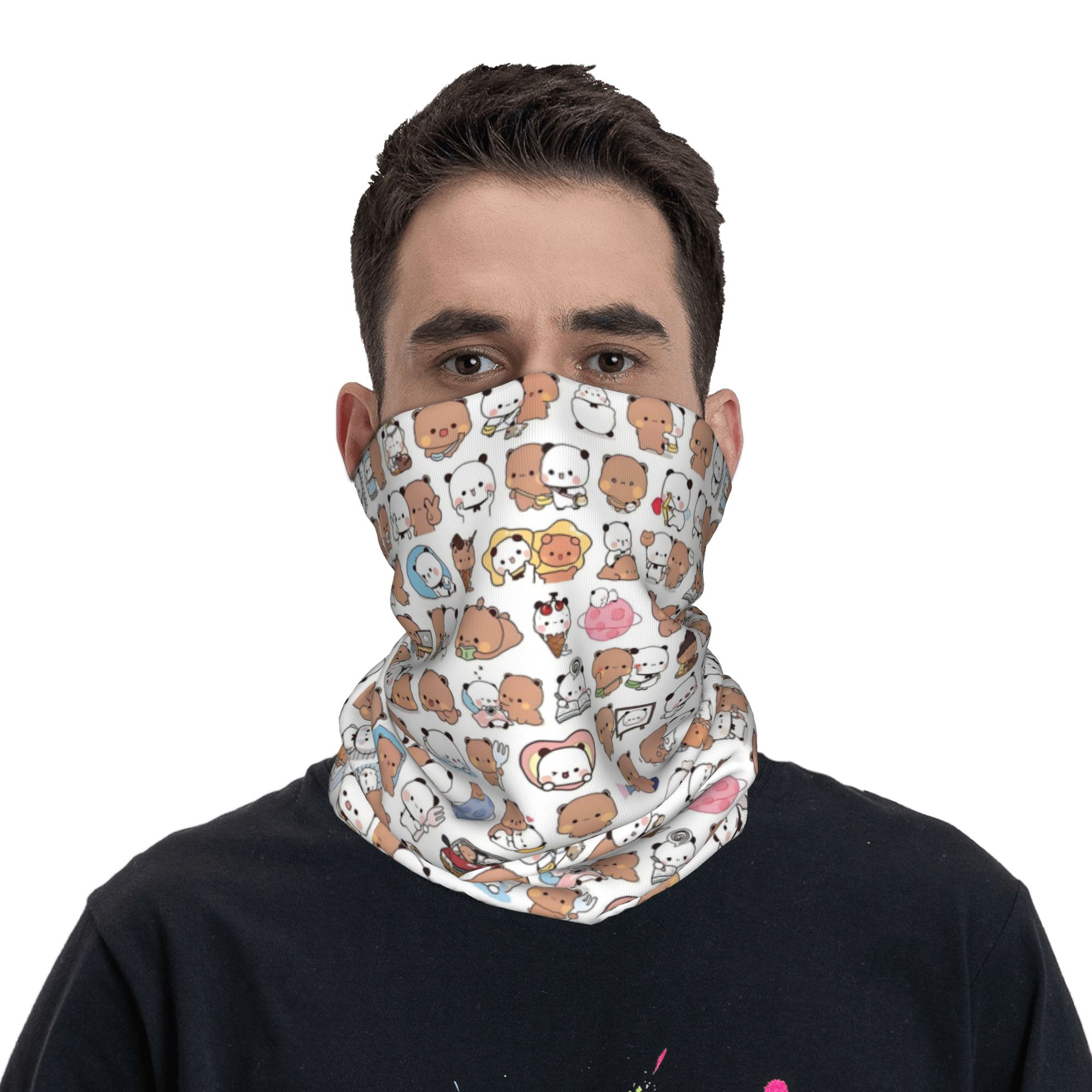 커스텀 베어 만화 피치와 고마 부부 두두 밴다나 넥 워 - Neck Gaiter Fleece 리뷰 및 가격