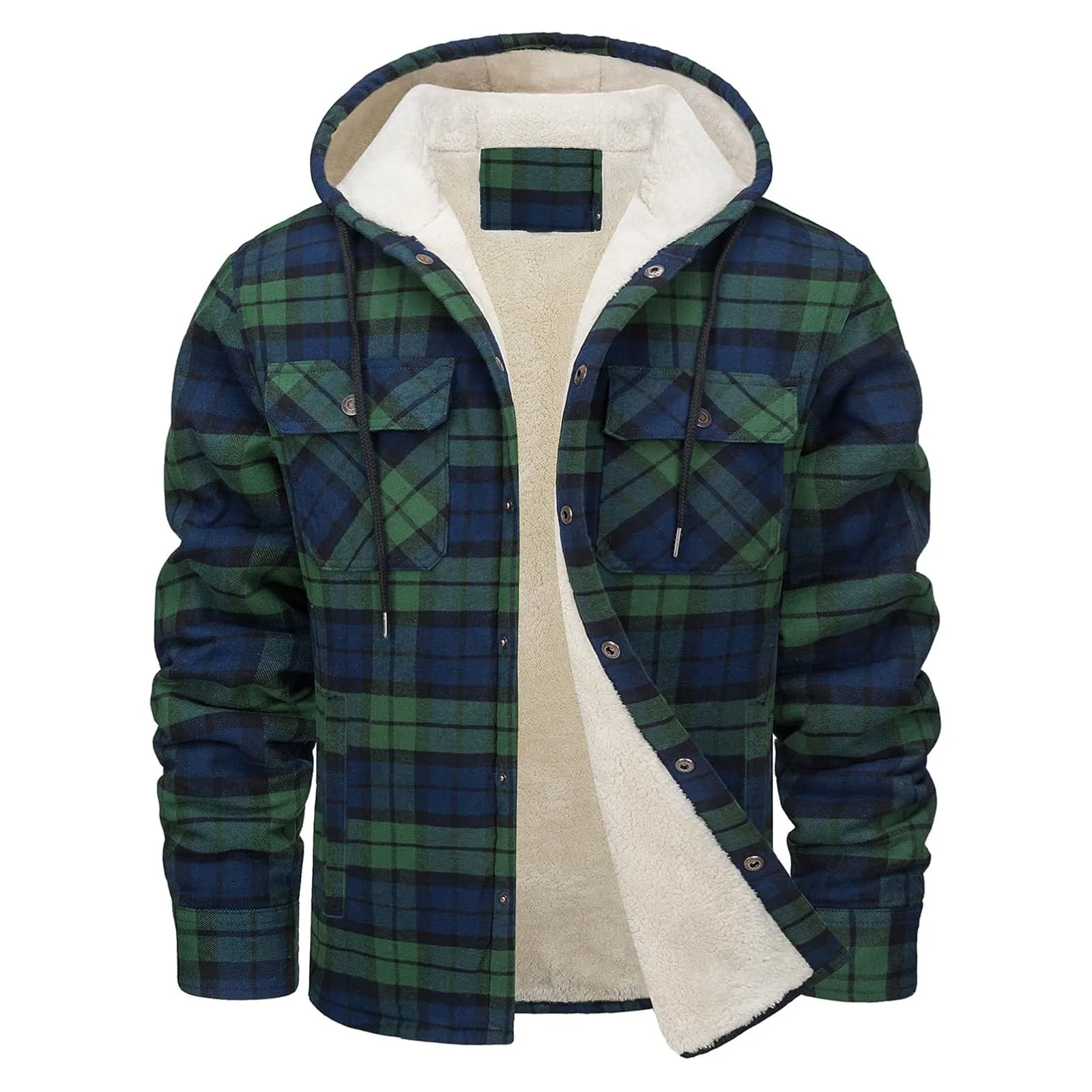 두꺼운 따뜻한 플란넬 후드 자켓 남성 셰르파 양털 안감 - Flannel Shirt Lined 리뷰 및 가격