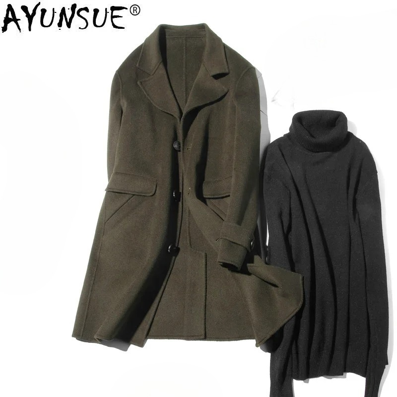 AYUNSUE 100% 울 코트 남성 가을 양면 롱 자 - Wool Coat Peacoat 리뷰 및 가격