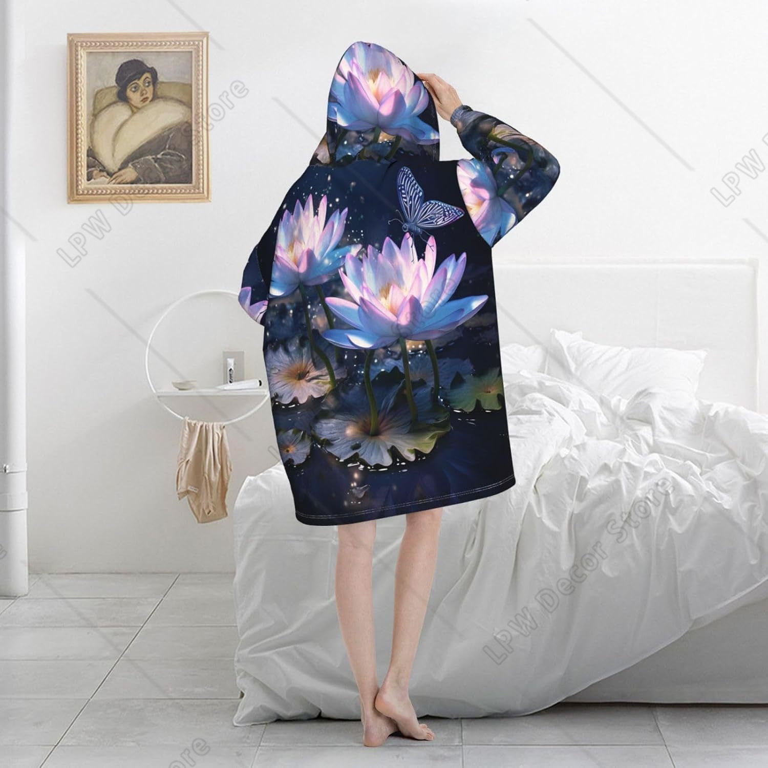 판타지 워터릴리 웨어러블 블랭킷 후디 로터스 버터플라이 - Sherpa Hoodie Fleece 리뷰 및 가격