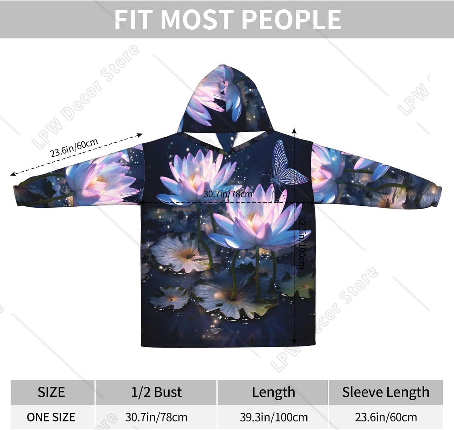 판타지 워터릴리 웨어러블 블랭킷 후디 로터스 버터플라이 - Sherpa Hoodie Fleece 리뷰 및 가격