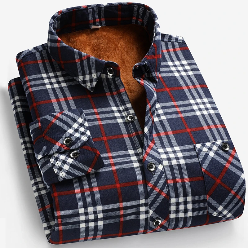 가을과 겨울 남성용 플리스 안감 긴팔 셔츠 비즈니스 캐 - Flannel Shirt Lined 리뷰 및 가격