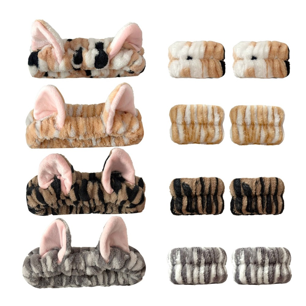 3 개/대 표범 인쇄 귀여운 고양이 귀 플러시 머리띠  - Winter Headband Fleece 리뷰 및 가격