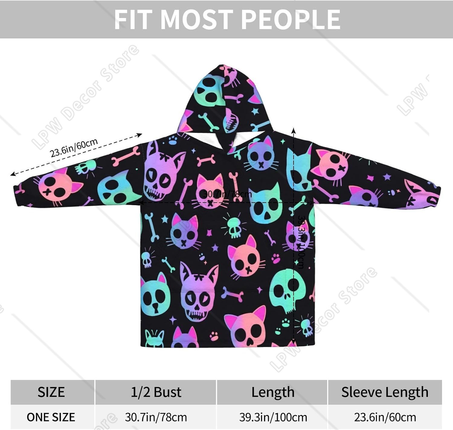 고양이 두개골 뼈 무늬 웨어러블 블랭킷 후디 오버사이즈 - Sherpa Hoodie Fleece 리뷰 및 가격