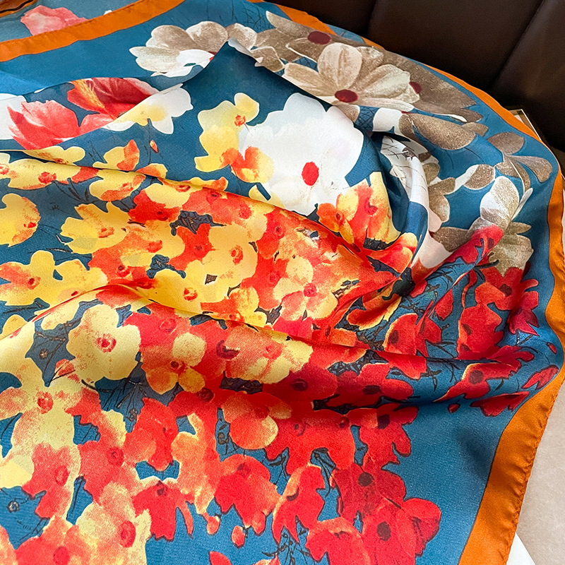 70x70cm 여성을위한 실크 스카프 스퀘어 패션 꽃  - Shawl Wrap Winter 리뷰 및 가격