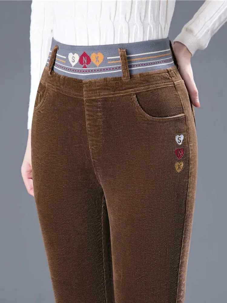두꺼운 플러시 안감 펜슬 팬츠, 따뜻한 슬림 하이 웨이 - Corduroy Pant Warm 리뷰 및 가격