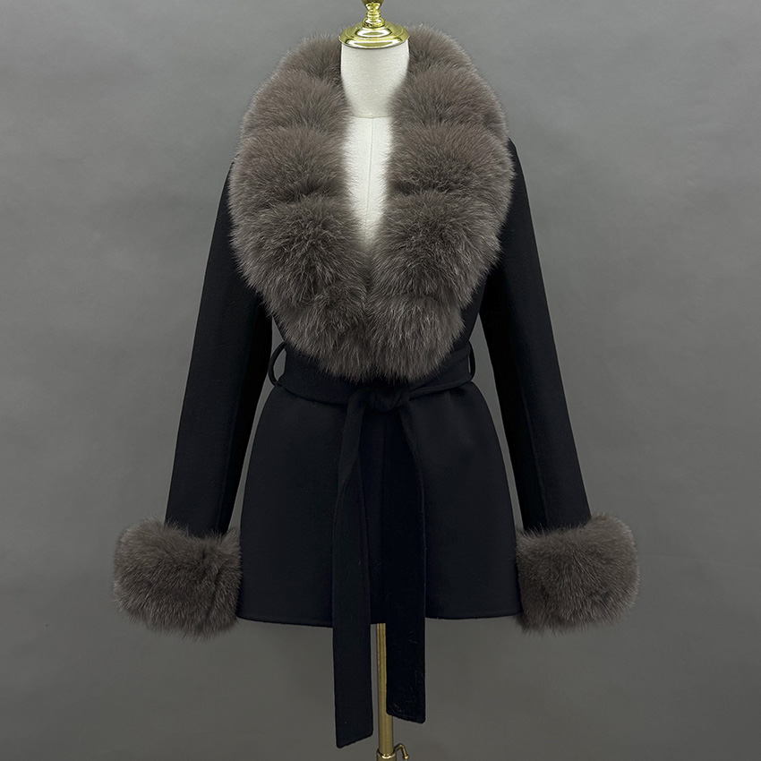 JANEFUR 2026 리얼 폭스 모피 칼라 커프스가  - Wool Coat Peacoat 리뷰 및 가격