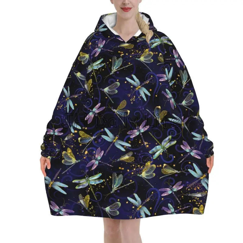 Dragonfly Galaxy 웨어러블 담요 후드 여성 - Sherpa Hoodie Fleece 리뷰 및 가격