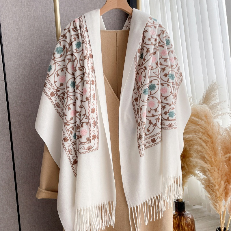 2025 신상 자수 캐시미어 스카프 여성 겨울 숄 랩  - Cashmere Pashmina Wrap 리뷰 및 가격