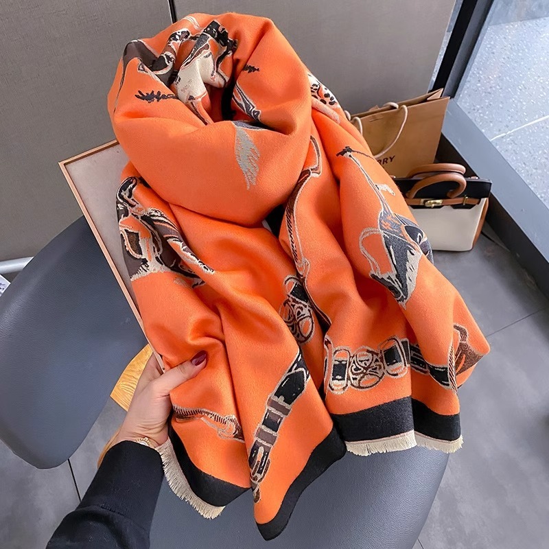 레트로 라이더 말 모양 모조 캐시미어 스카프 유니섹스  - Wool Scarf Men 리뷰 및 가격
