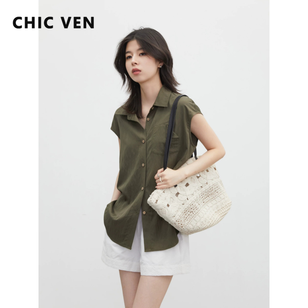 CHIC VEN 새로운 패션 여성 셔츠 솔리드 루즈 캐 - Down Jacket Packable 리뷰 및 가격