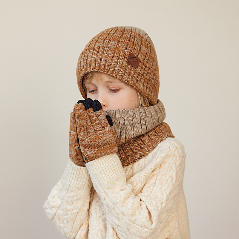 남아용 겨울 니트 장갑 모자 스카프, 야외 방풍 양털, - Knit Beanie Hat Warm 리뷰 및 가격