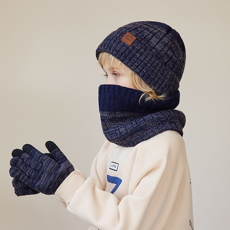 남아용 겨울 니트 장갑 모자 스카프, 야외 방풍 양털, - Knit Beanie Hat Warm 리뷰 및 가격