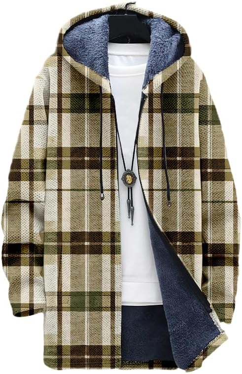 남성용 체크무늬 가디건 오버사이즈 지퍼 후드 플리스 안 - Sherpa Hoodie Fleece 리뷰 및 가격