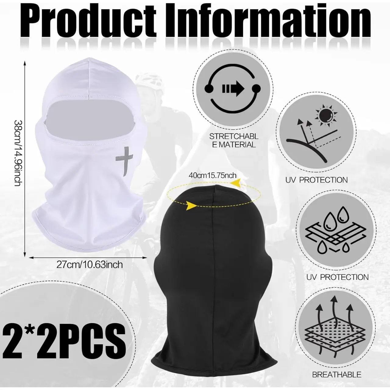 2 Pcs 풀 페이스 마스크 발라클라바 스키 커버 UV - Balaclava Ski Mask 리뷰 및 가격