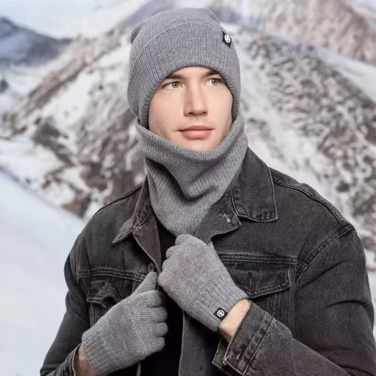 3pcs 겨울 비니 모자 장갑 스너드 스카프 세트 해골 - Wool Scarf Men 리뷰 및 가격