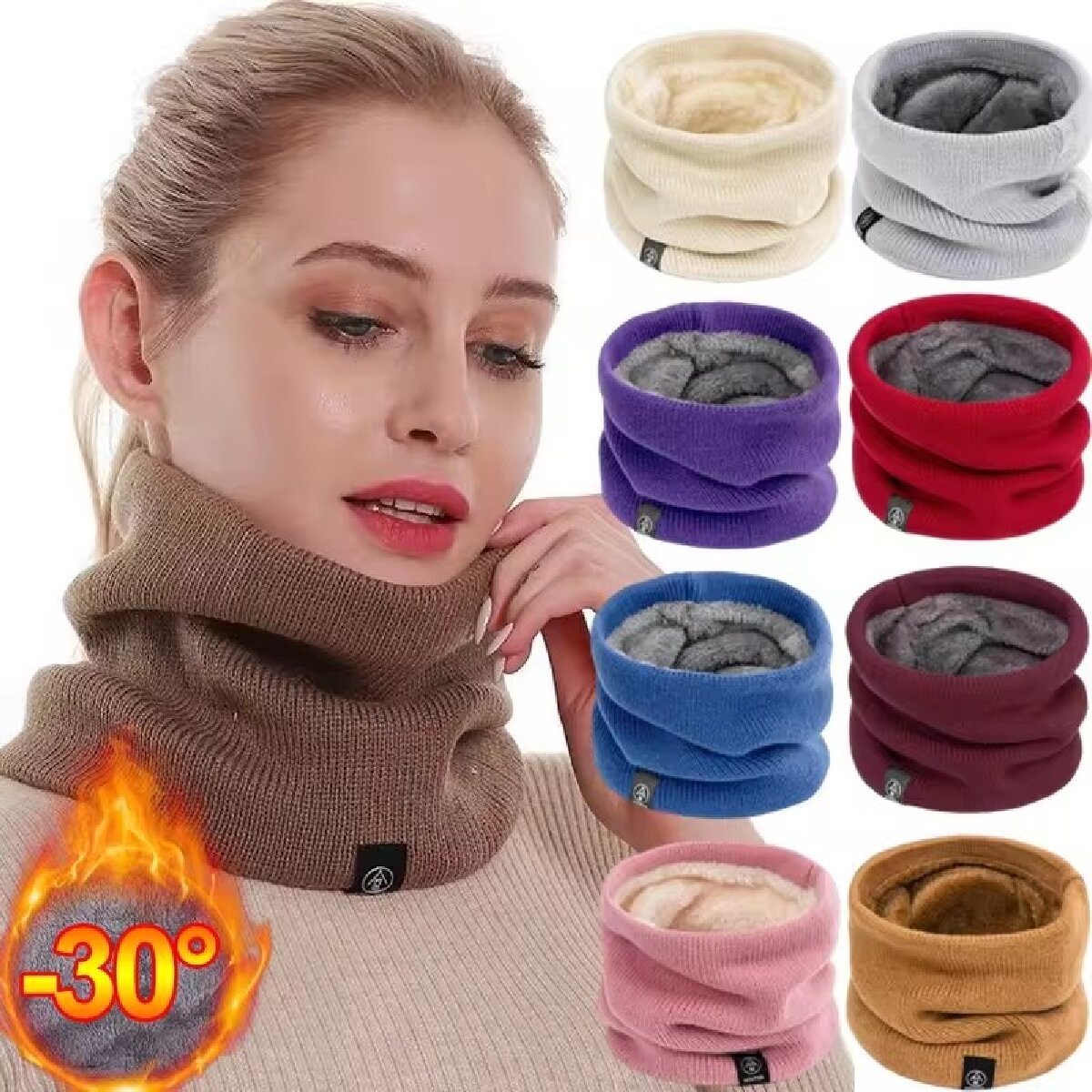 솔리드 겨울 플러시 머플러 여성용 모직 뜨개질 양털 반 - Neck Gaiter Fleece 리뷰 및 가격