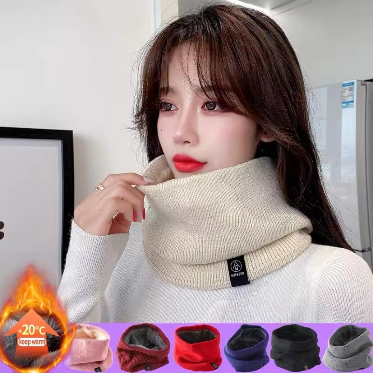 솔리드 겨울 플러시 머플러 여성용 모직 뜨개질 양털 반 - Neck Gaiter Fleece 리뷰 및 가격