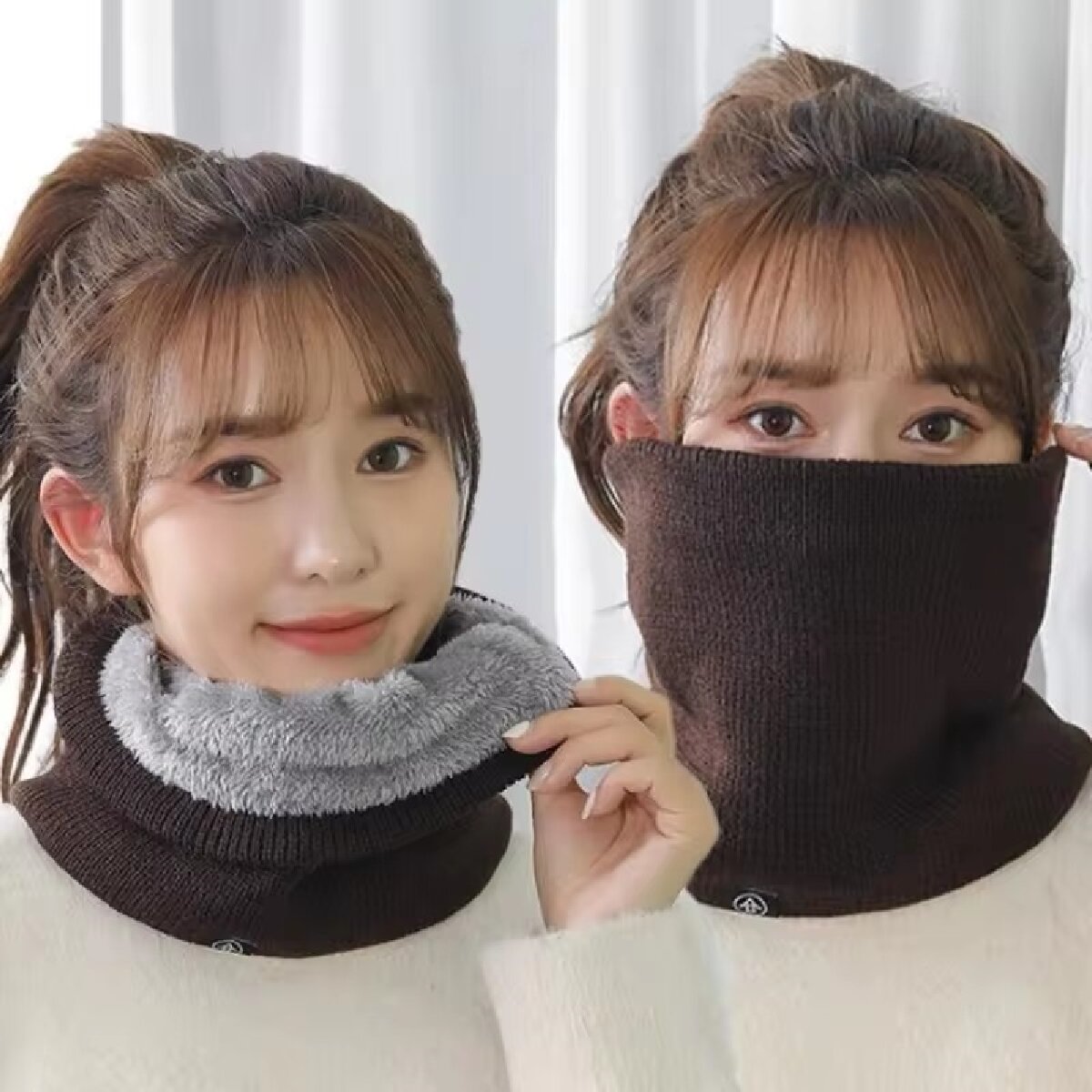 솔리드 겨울 플러시 머플러 여성용 모직 뜨개질 양털 반 - Neck Gaiter Fleece 리뷰 및 가격
